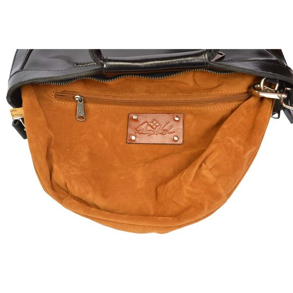 PATRICIA NASH OSSI WOVEN SATCHEL BLACK (SHOULDER STRAP ADDED) - Picture 3 of 15